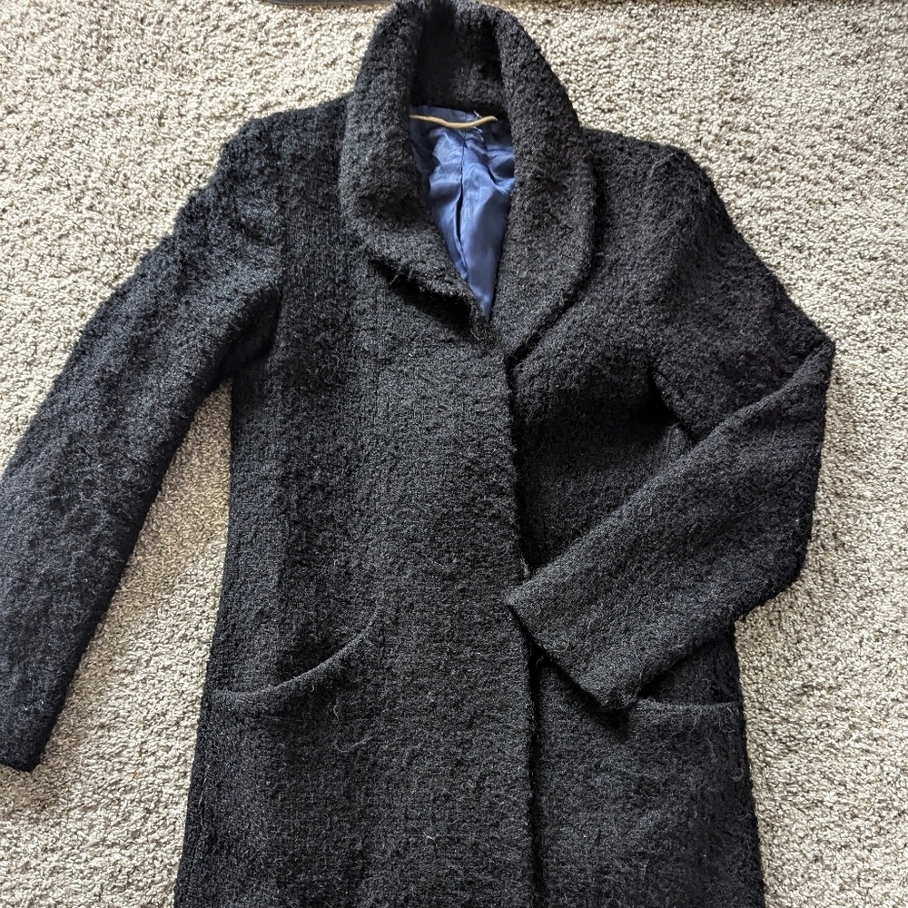 Aritzia Wilfred Mohair Wool Cocoon Coat Black Size S - Picture 2 of 7